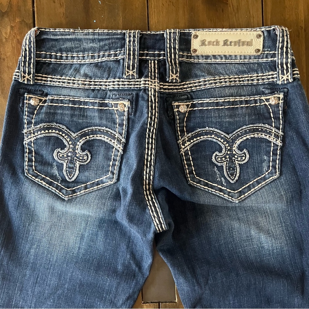 Rock Revival Alanis Boot Cut Woman’s Jeans Size 30 Denim Wash Embroidered - Picture 16 of 16